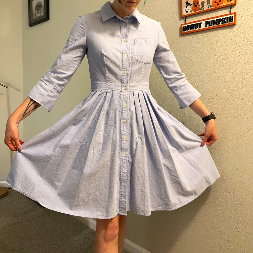 Jones NY button up cotton shirt dress with pockets